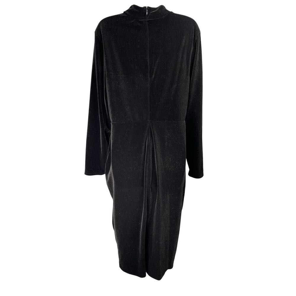Express Dress Womens XL Black Velvet Velour Long Sleeve Mock Neck Maxi - Picture 3 of 9